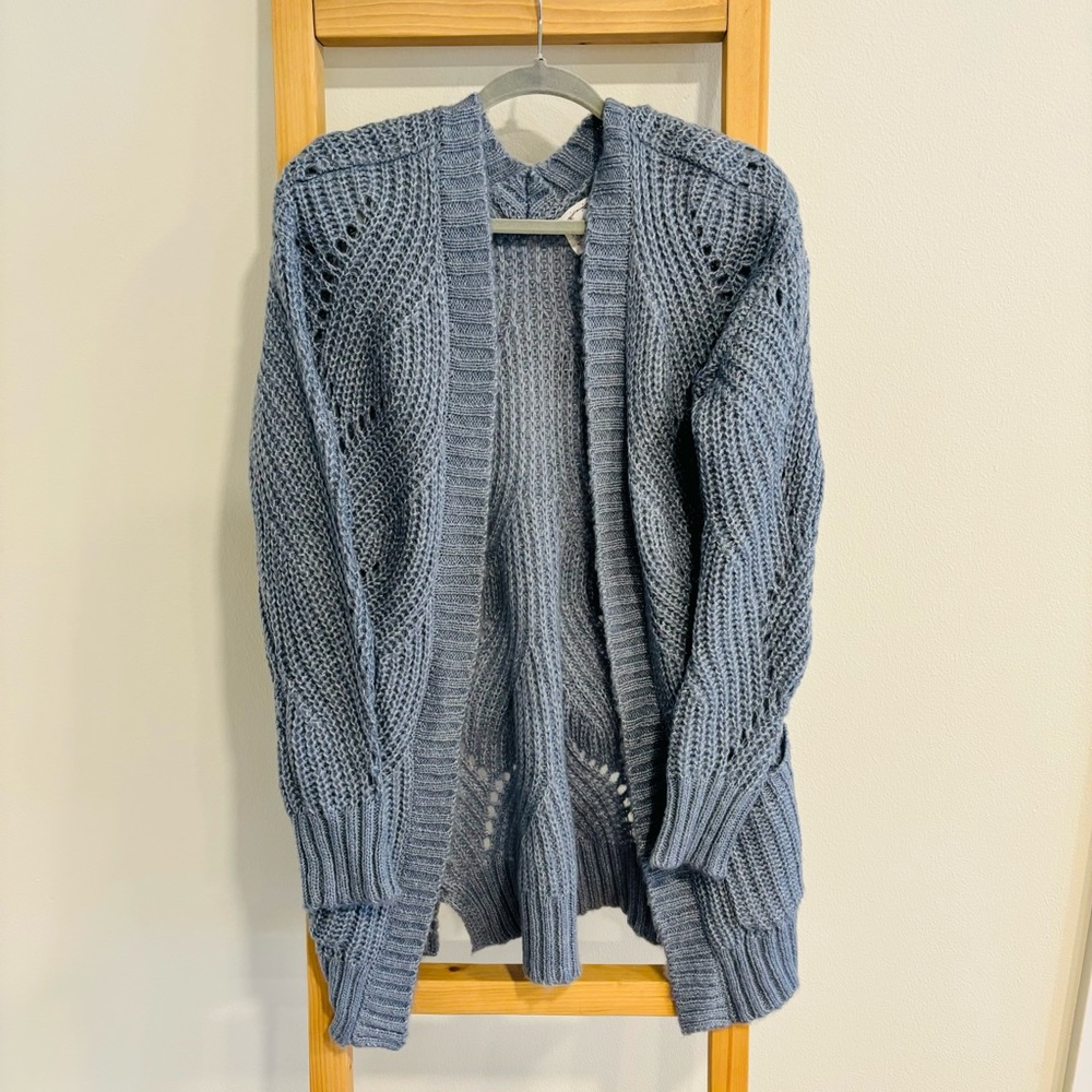 Hippie Rose Light Blue Woven Cardigan